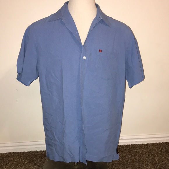 Quicksilver Blue Button-Front Shirt Size Large - Picture 1 of 6